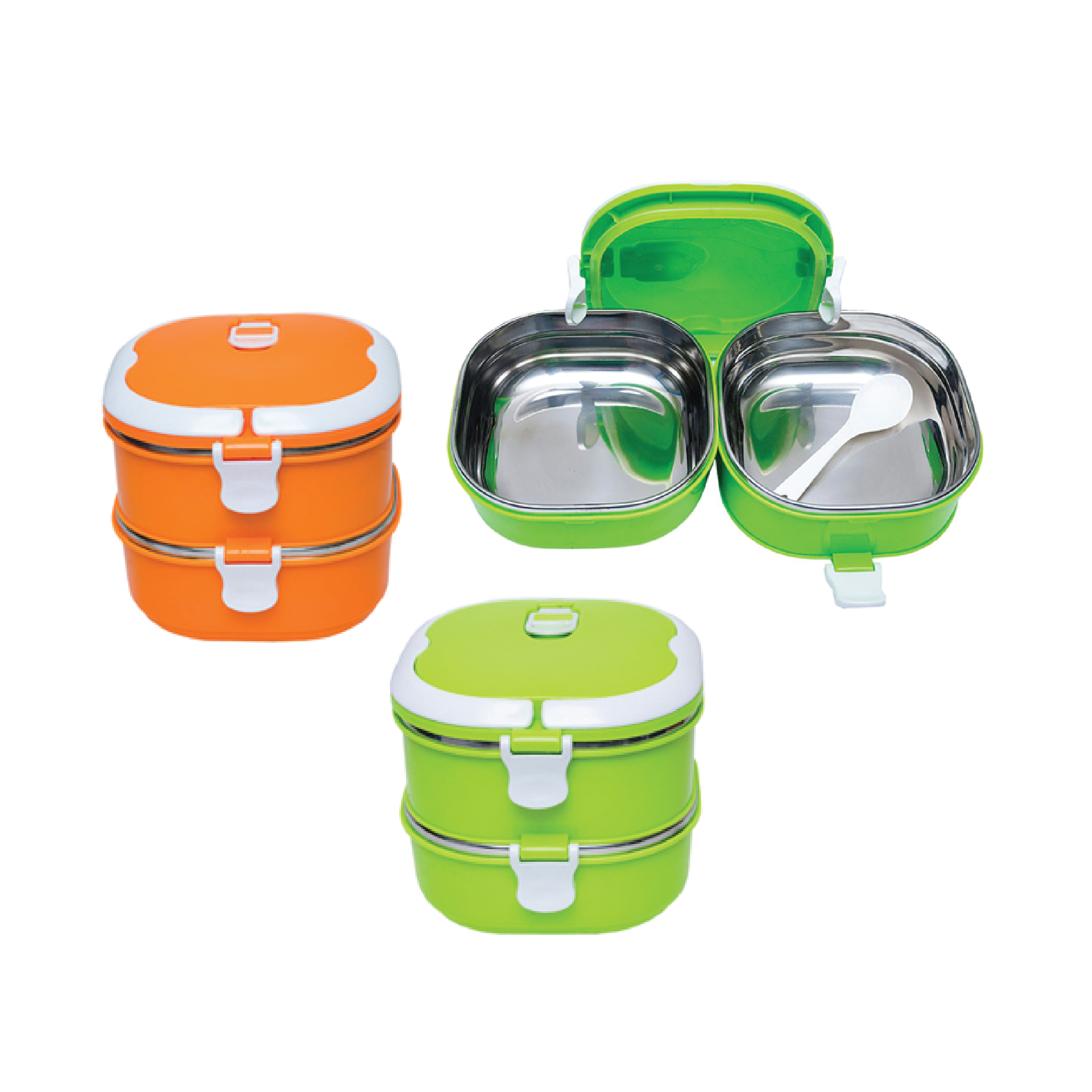 Double layers Lunch Box Container with Spoon